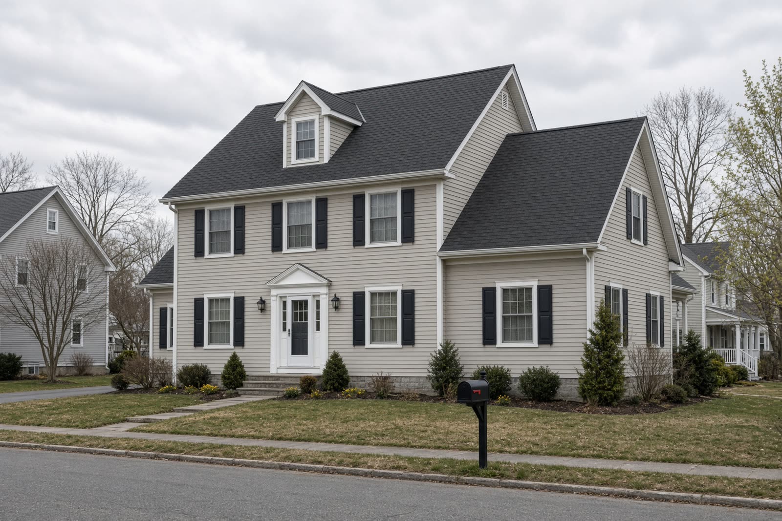 Finished Connecticut colonial with a new architectural-shingle roof and dormers